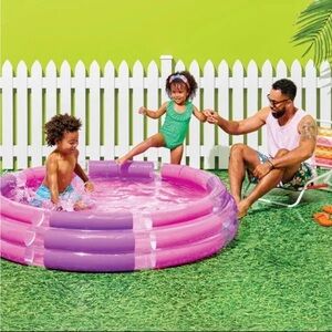Kids Inflatable Pool in Pink & Purple - Portable Backyard Splash Pool